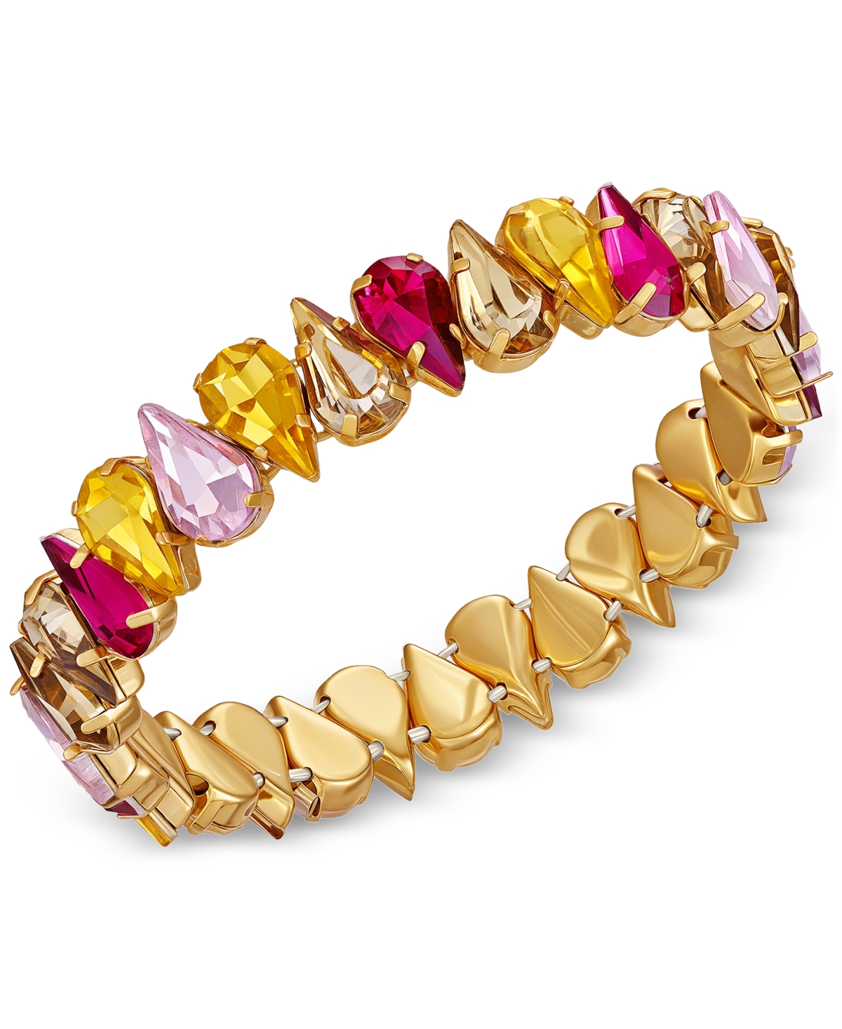 Guess Crystal Rhinestone Stretch Bracelet In Gold