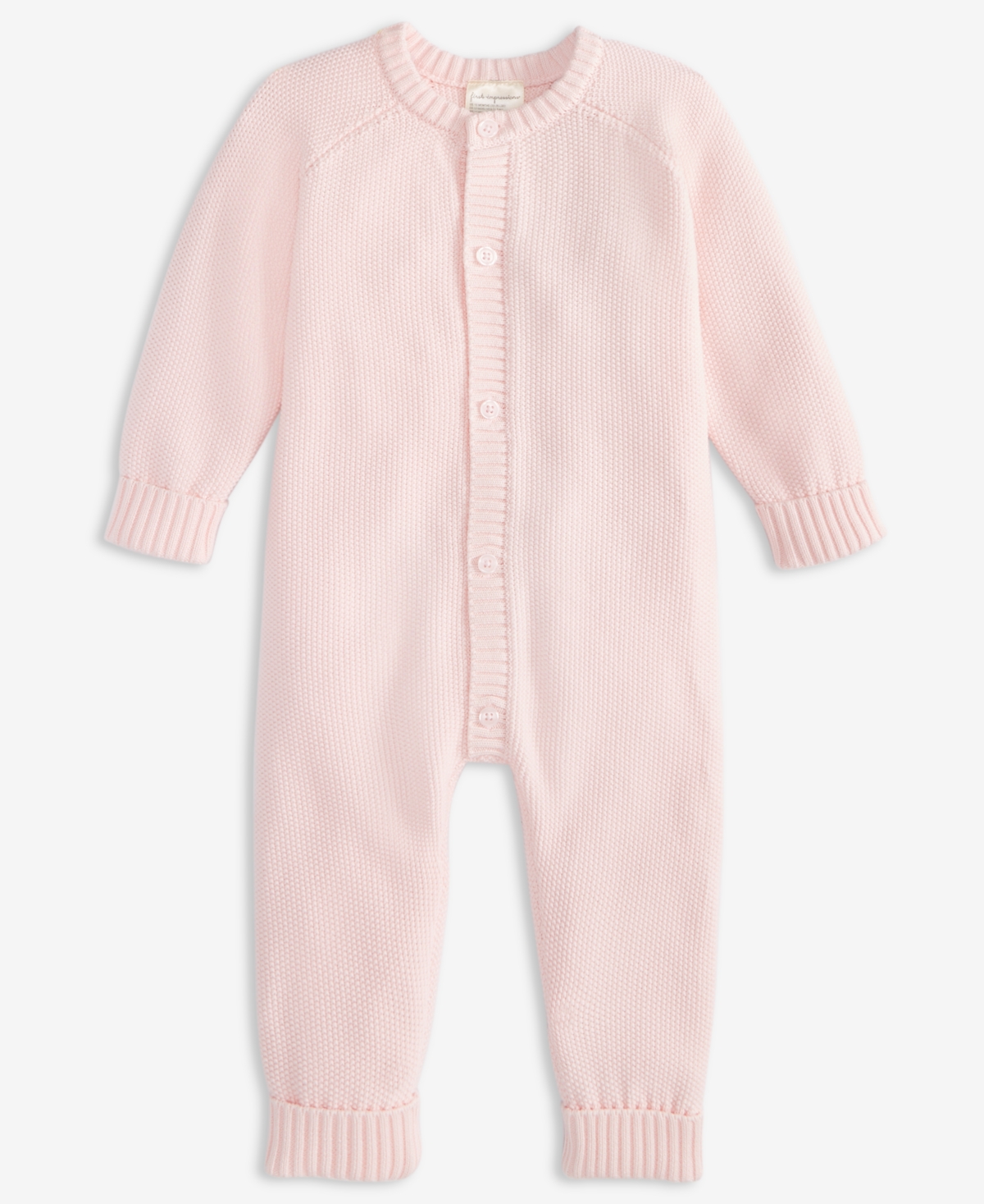 First Impressions Baby Cotton Long-sleeve Sweater Romper, Created For Macy's In Pink