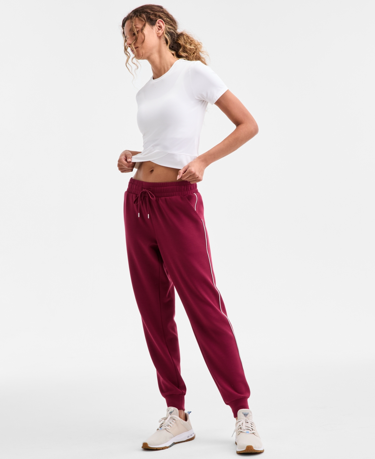 Id Ideology Women's Relaxed Butter Soft Joggers, Macy's Exclusive In Burgundy