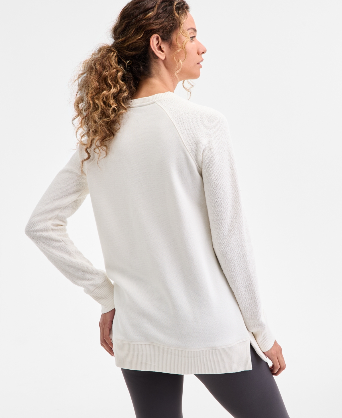 Id Ideology Women's Relaxed French Terry Crewneck Tunic, Macy's Exclusive In White