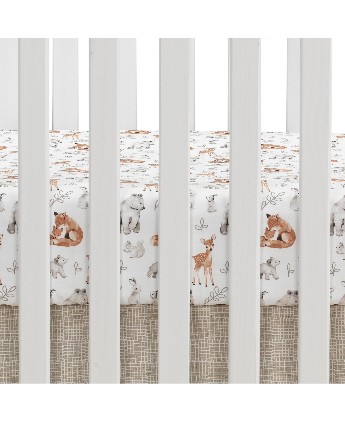 Lambs & Ivy Baby Painted Forest Gray/Beige Woodland Animals 4-Piece Nursery Crib Bedding Set
