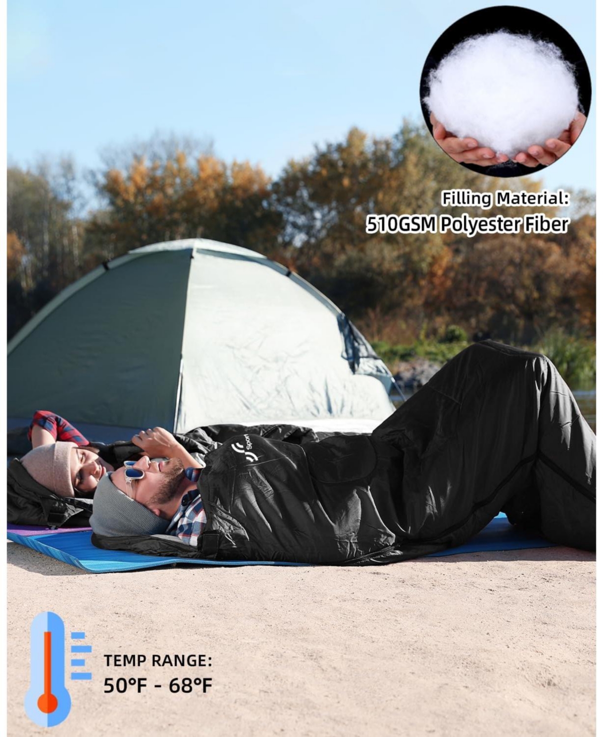 Sportneer Sleeping Bags for Adults, Warm & Cold Weather Sleeping Bag for Adults Kids Boys Girls