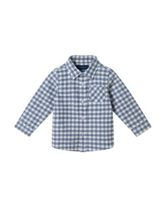 Infant Boys Grey Check Buttondown and Denim Pant Set