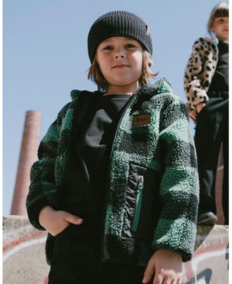 Kids Unisex Reversible Mid-Season Sherpa Jacket Teal Plaid