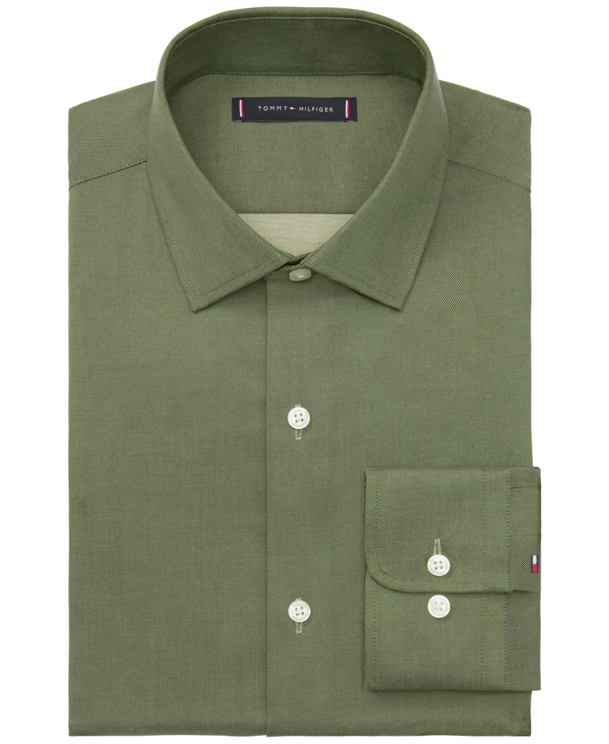 Tommy Hilfiger Men's Flex Regular Fit Dress Shirt In Green