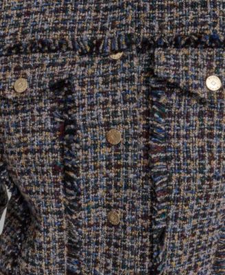 Women's Boxy Mock Neck Tweed Jacket