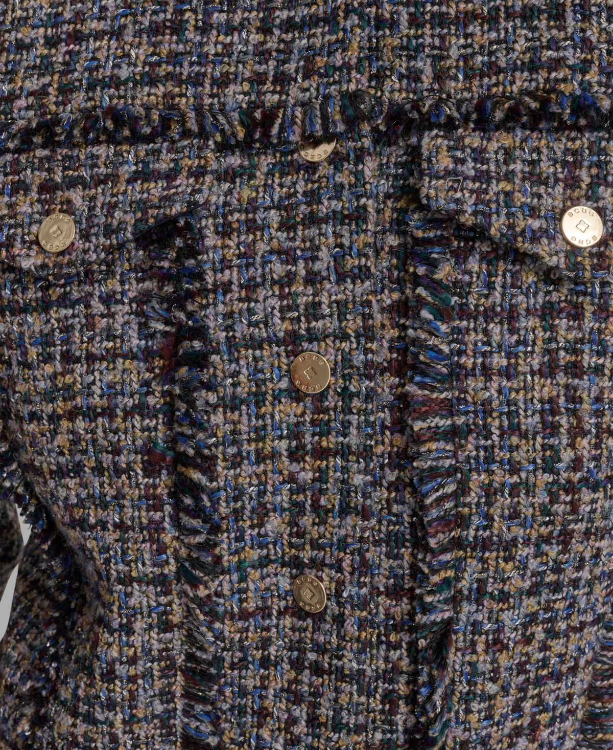 Bcbg Women's Boxy Mock Neck Tweed Jacket In Gray