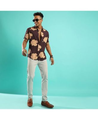 Men's Brown Hibiscus Print Shirt