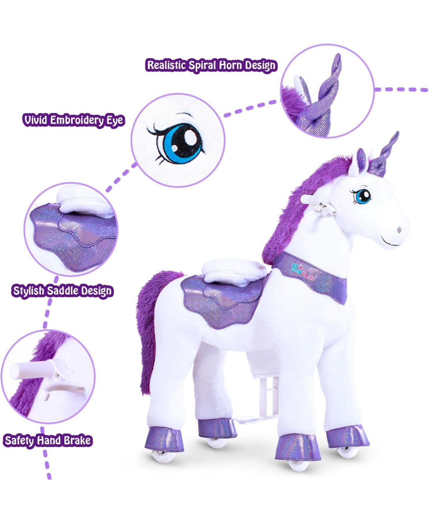 Детская игрушка PonyCycle Model E Ride-On Unicorn Toy, Ages 4-7, цвет: Фиолетовый — фото 2