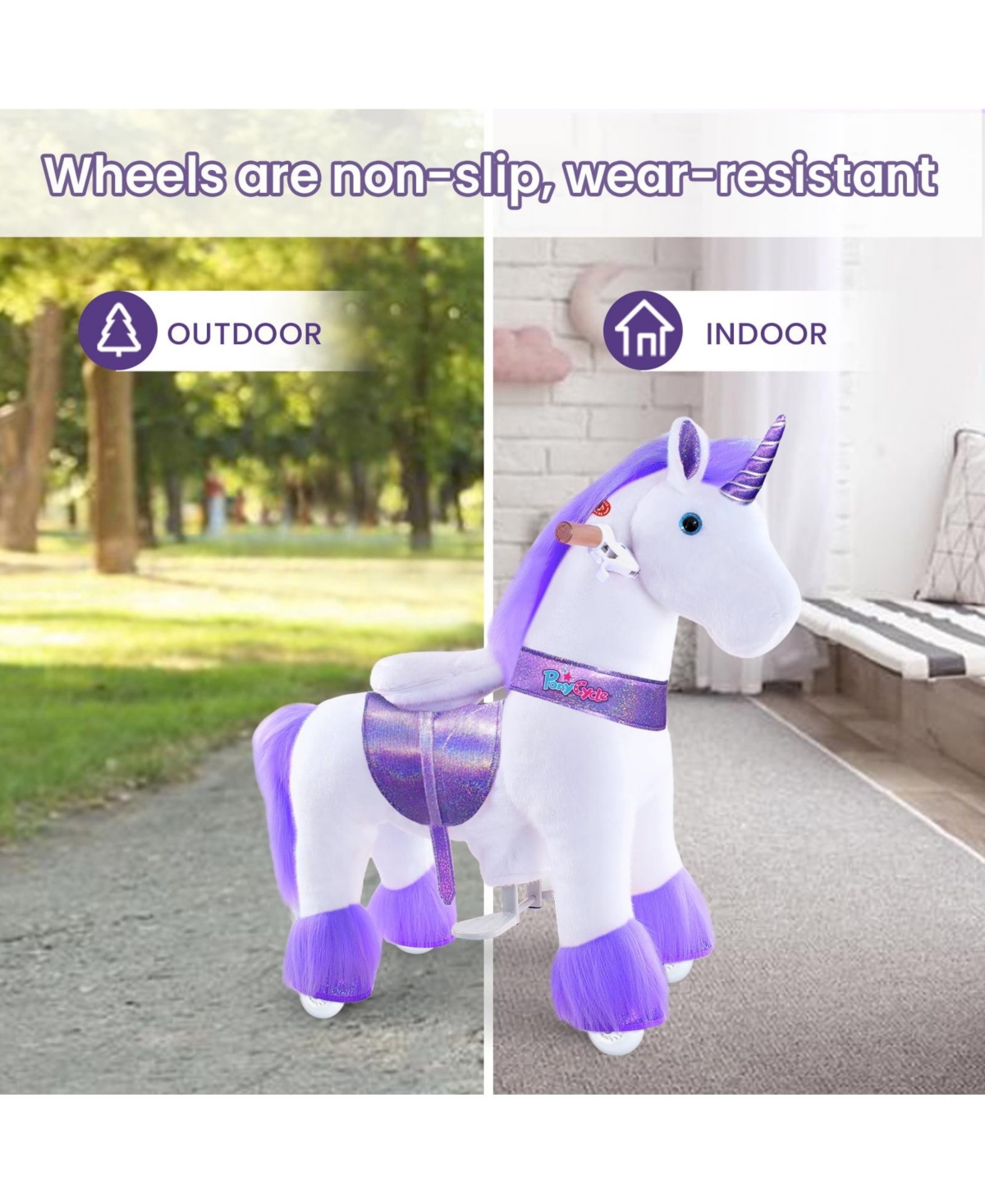 PonyCycle Ride-on Unicorn Purple Model U Size 4 for 4-7 Years