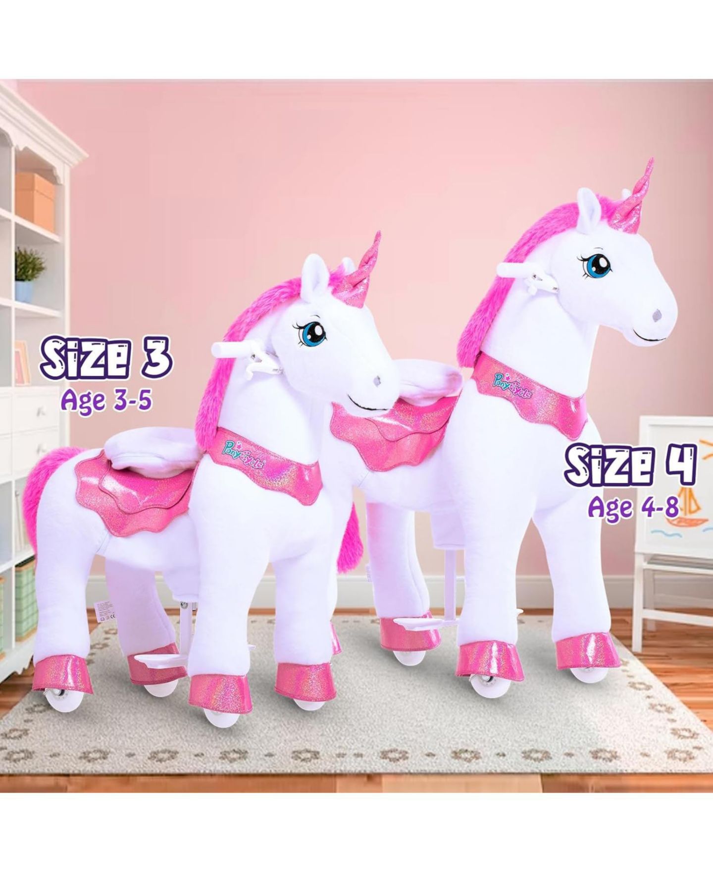 Детская игрушка PonyCycle Model E Unicorn Ride-On, Ages 4-7, цвет: Розовый — фото 6