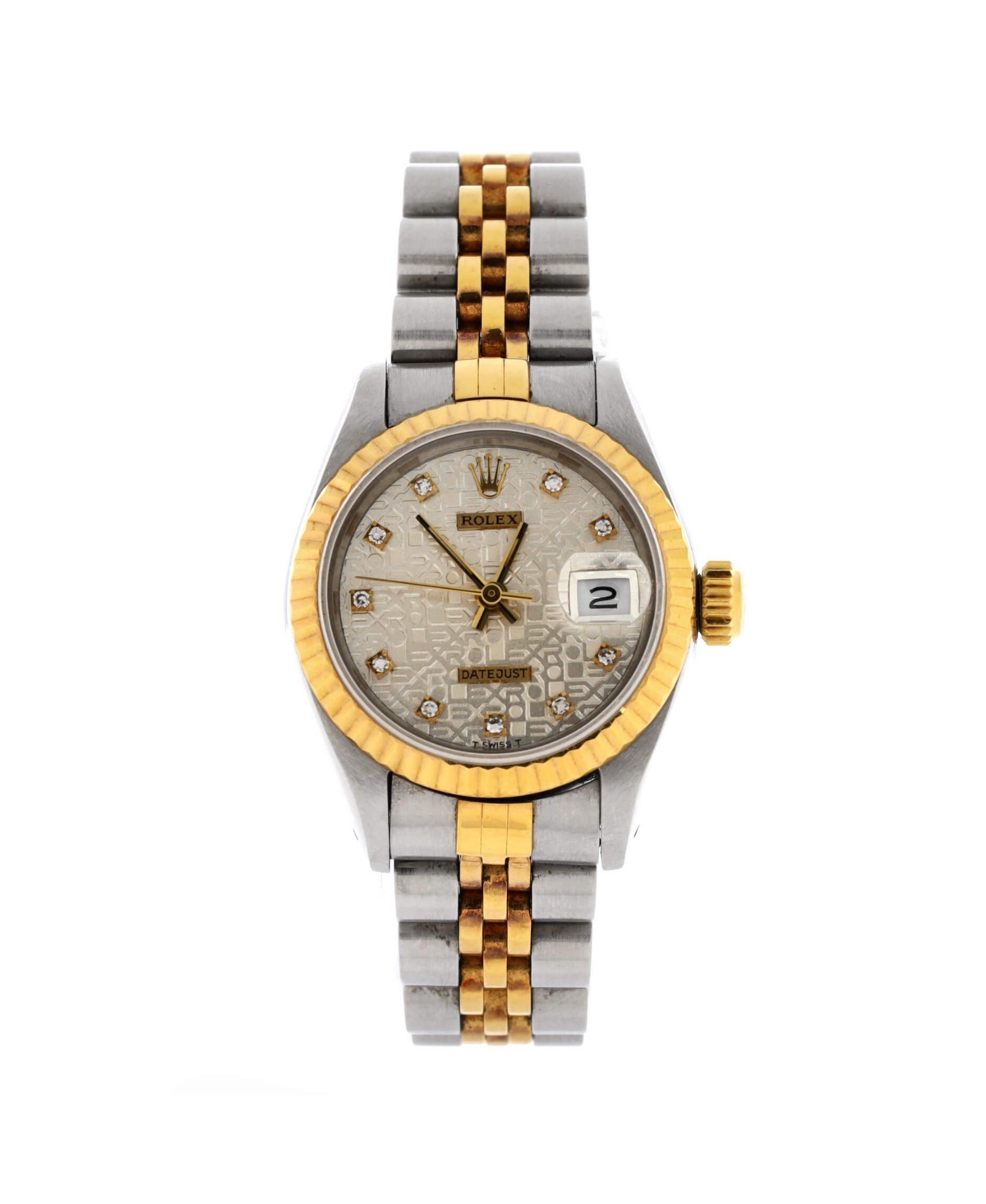 Oyster Perpetual Datejust Automatic Watch in Stainless Steel and Gold with Diamond Markers 26mm - Dial color: silver