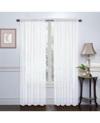 Premium Rod Pocket Sheer Voile Single Window Curtain Panel - 84 in. Long - White