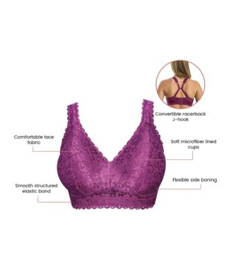 Women's Adriana Wire-Free Lace Bralette, Blackberry, 30I