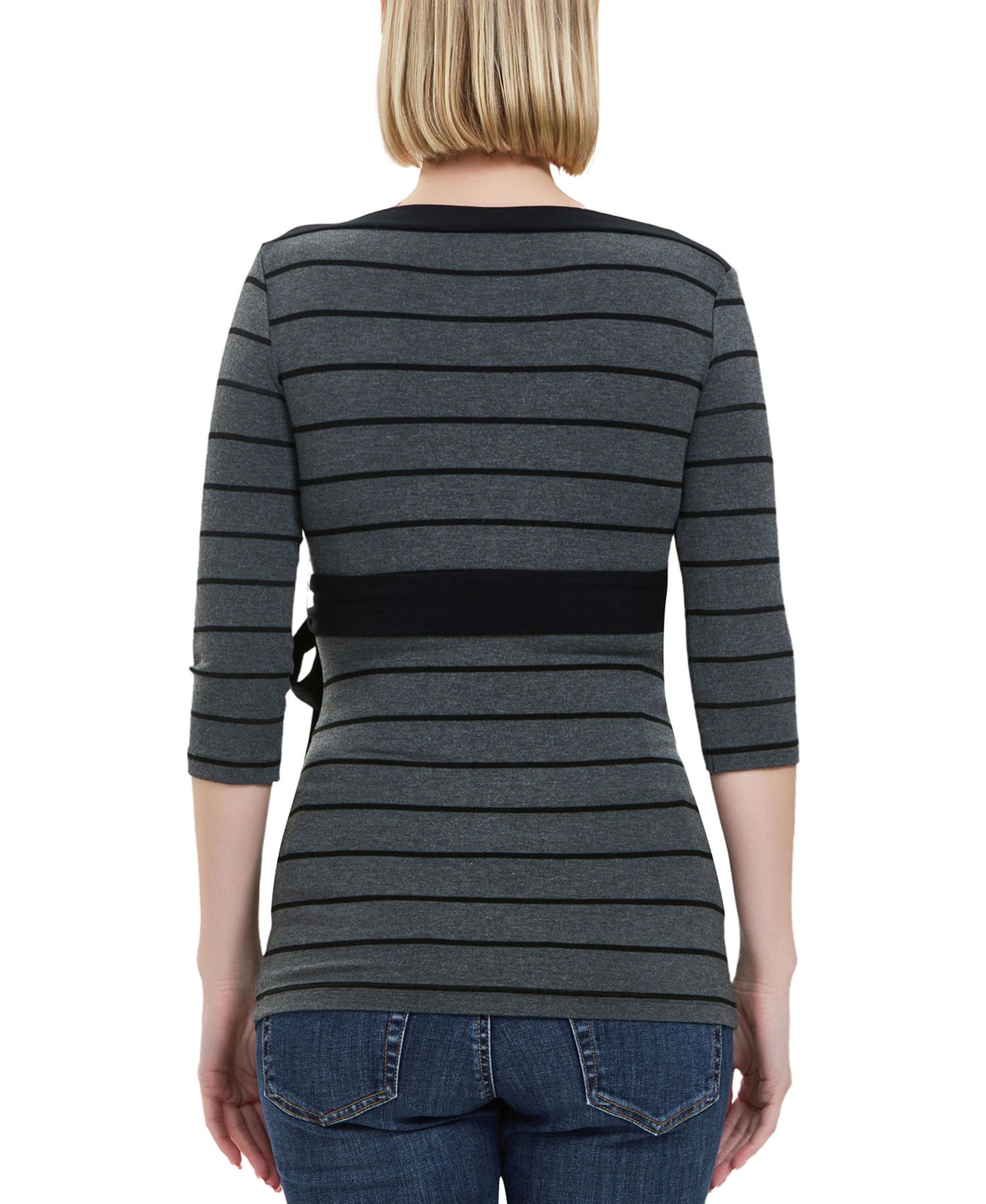 Maternity Striped Boat Neck Top