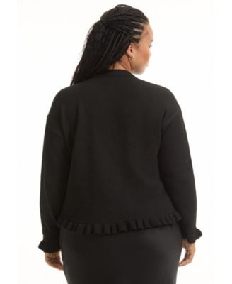 Women's June + Vie Ruffle Hem Buttoned Sweater