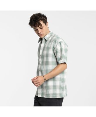 Men's Sage Green & Powder White Buffalo Check Shirt