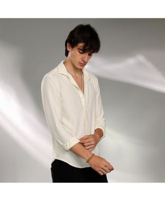 Men's Pale Yellow Hive-Textured Shirt
