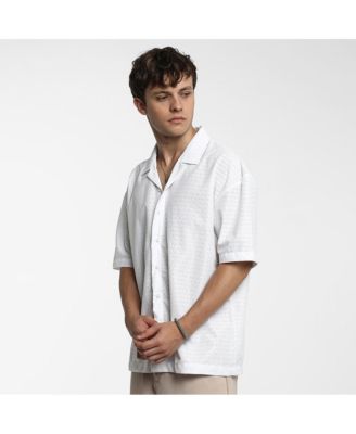 Men's Chalk White Oversized Honeycomb Shirt