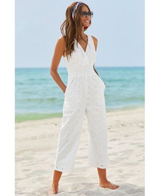 Women's Sleeveless Eyelet Jumpsuit