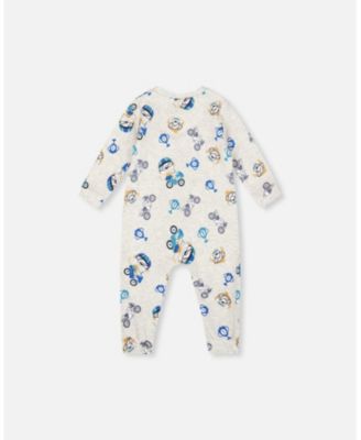 Baby Boys One-Piece Cotton Pajama Beige Monkey Print