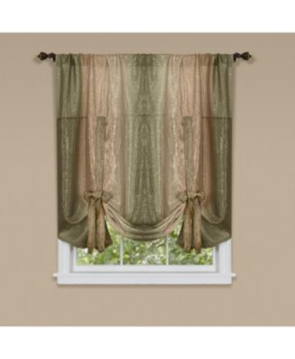 Royal Ombre Crushed Semi Sheer Tie Up Single Window Curtain Shade - 50 in. W x 63 in