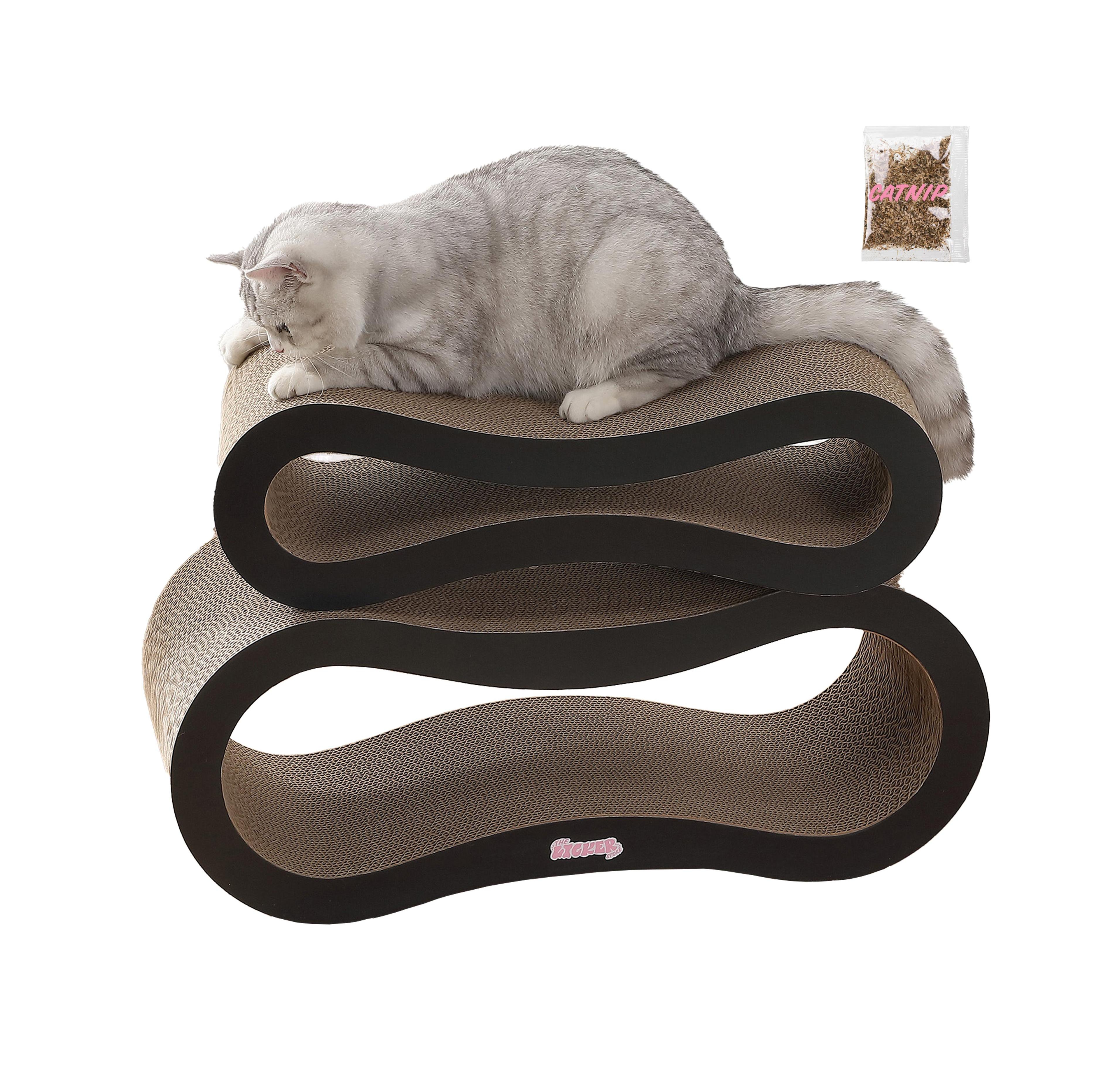 The Licker Store Suvi 26" Modern Cardboard Infinity 2-in-1 Lounge Bed Cat Scratcher with Catnip