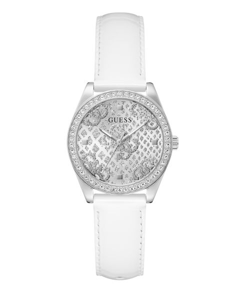 Женские часы GUESS White Silver Tone Analog Watch, 32mm