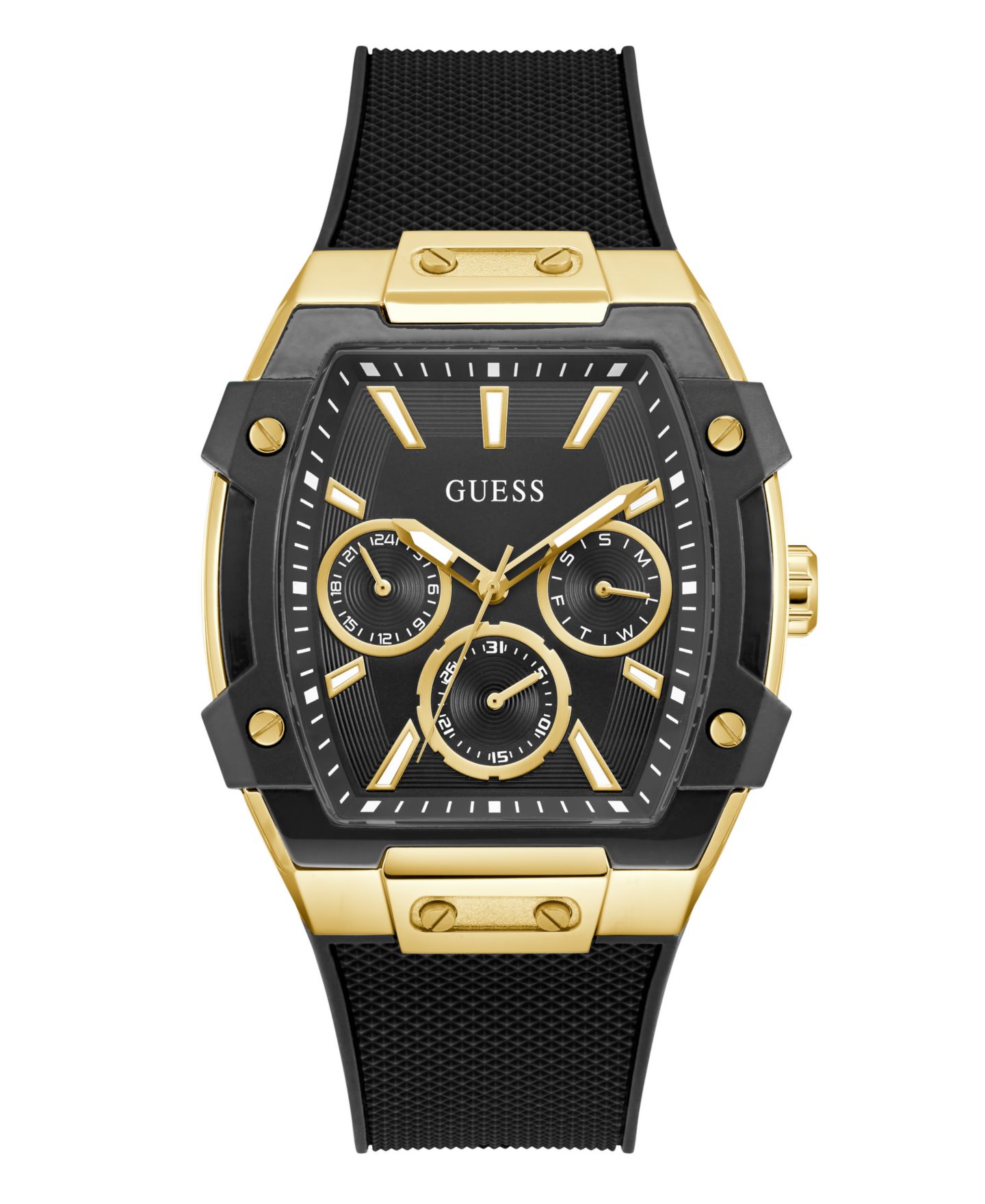 Мужские часы GUESS Black Gold Tone Multi-function Watch, 44mm — фото 1