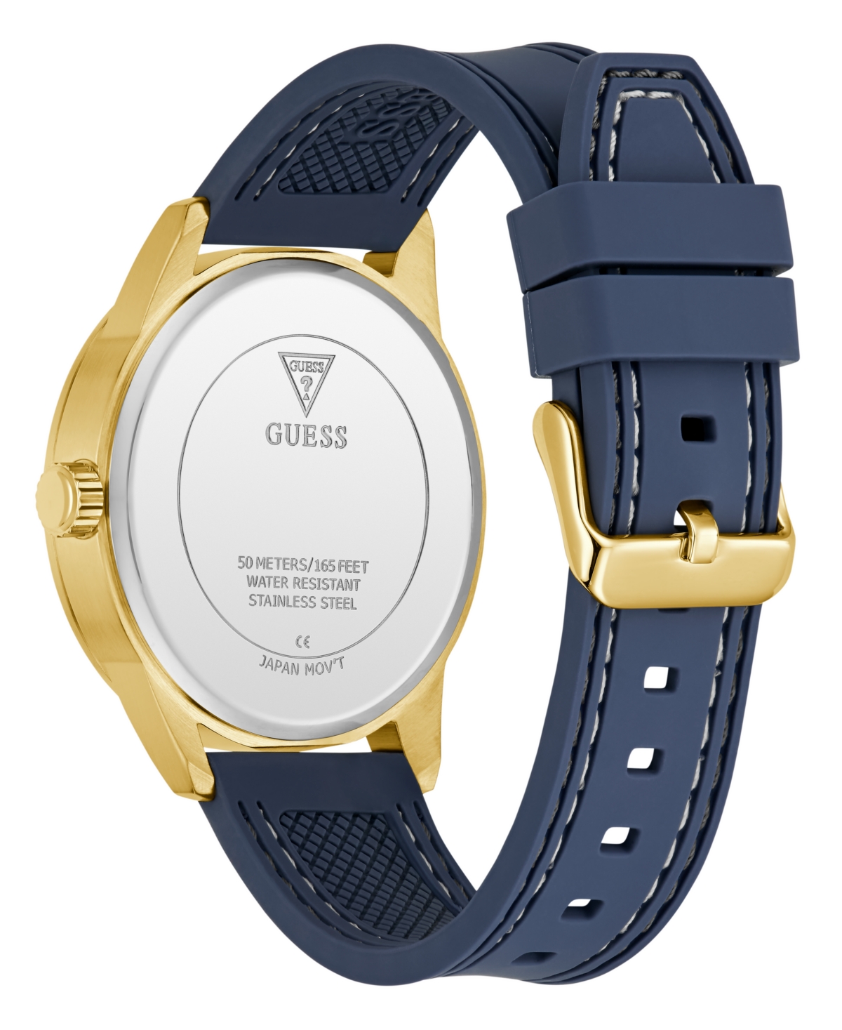 Guess Men's Blue Gold Tone Multi-function Watch, 44mm In Blue