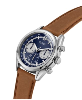 Men's Brown Silver Tone Multi-function Watch, 44mm