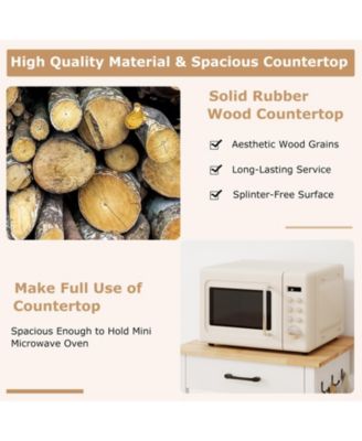 Rolling Kitchen Island Kitchen Cart w/ Rubber Wood Top Drawer