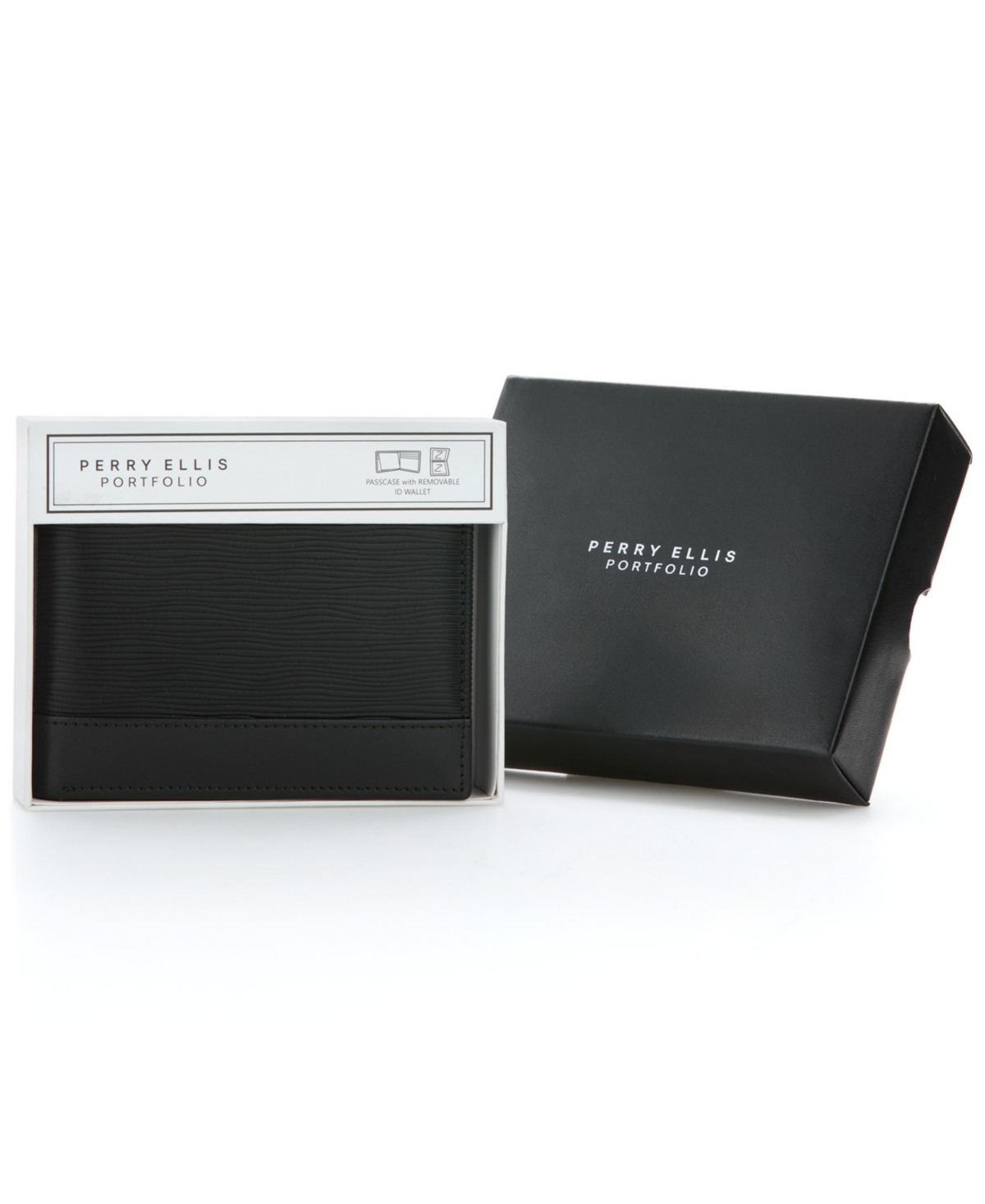 Perry Ellis Portfolio Men's Leather Passcase Wallet In Black
