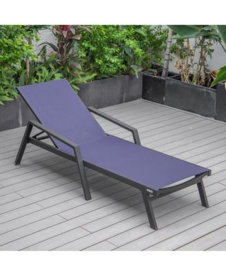 Marlin Patio Chaise Lounge Chair With Armrests in Black Aluminum Frame