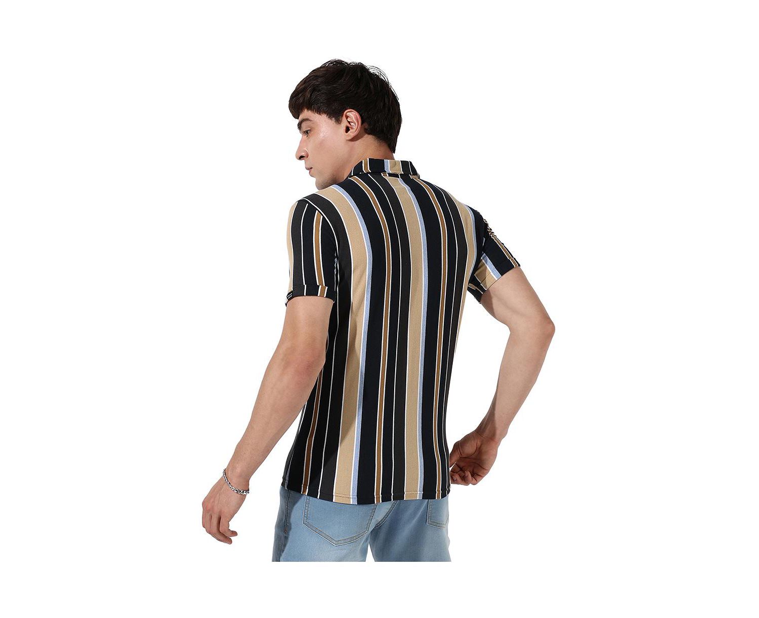 Men's Striped Button Up Cotton Shirt