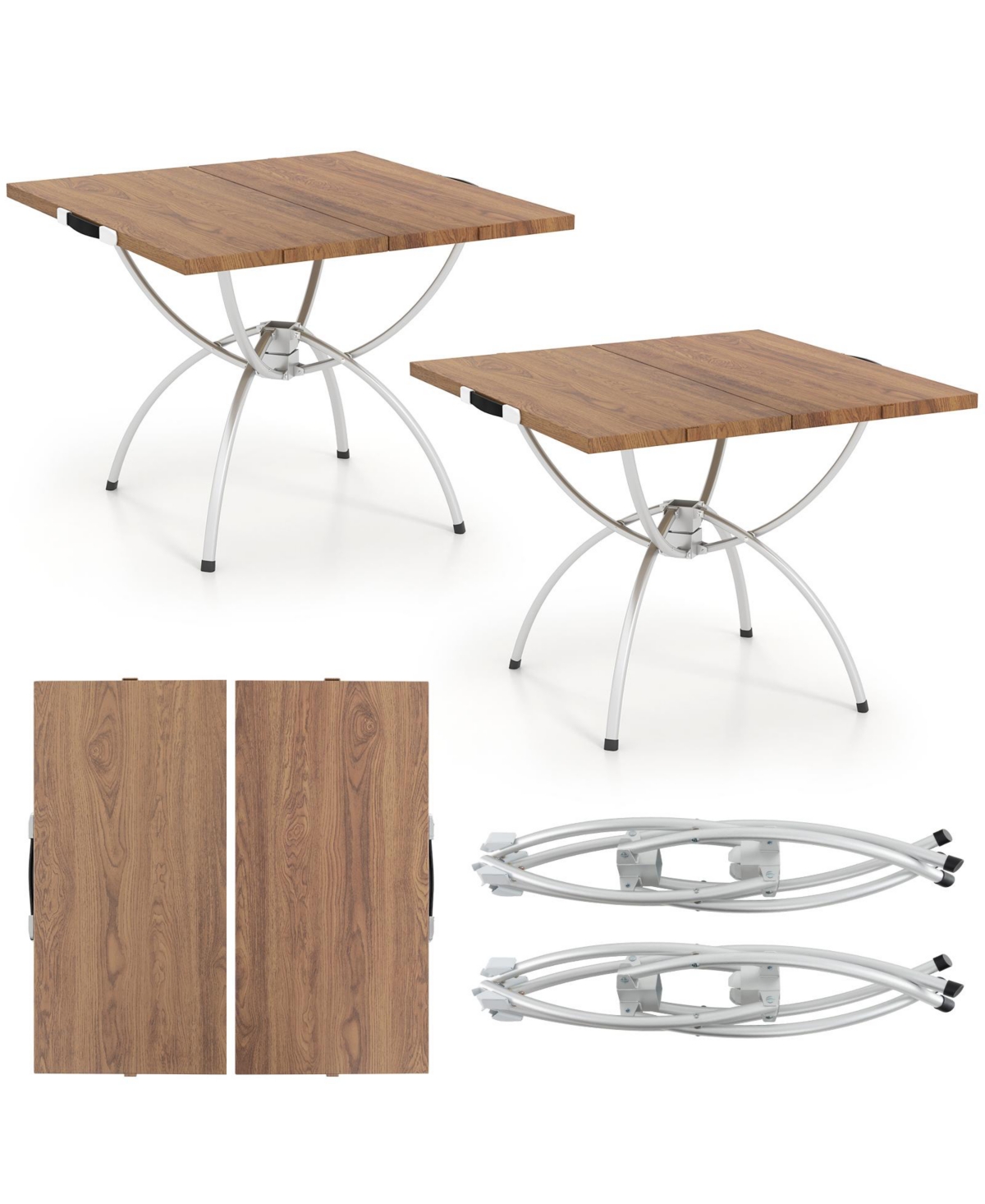 Akiudex 2 pack folding camping table with wood-grain tabletop for hiking party