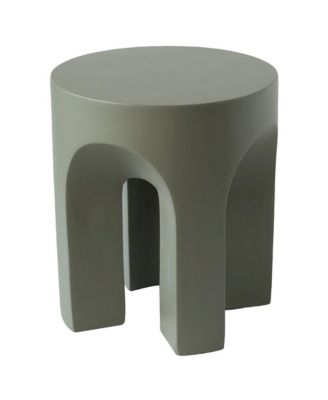 Crus Collection Fiberglass Outdoor Side Table in Grey