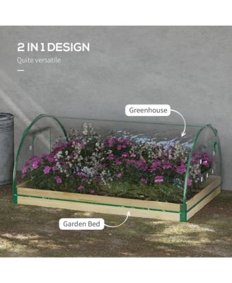 Raised Garden Bed with house PVC Cover, 4' x 3' x 2', Natural