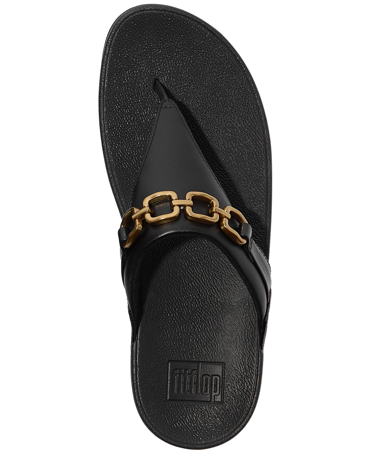 FitFlop Women's Lulu Square-Chain Leather Toe-Post Wedge Sandals
