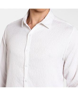 Men's Chalk White Abstract-Textured Shirt