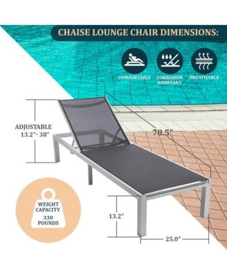 White Aluminum Outdoor Patio Chaise Lounge Chair
