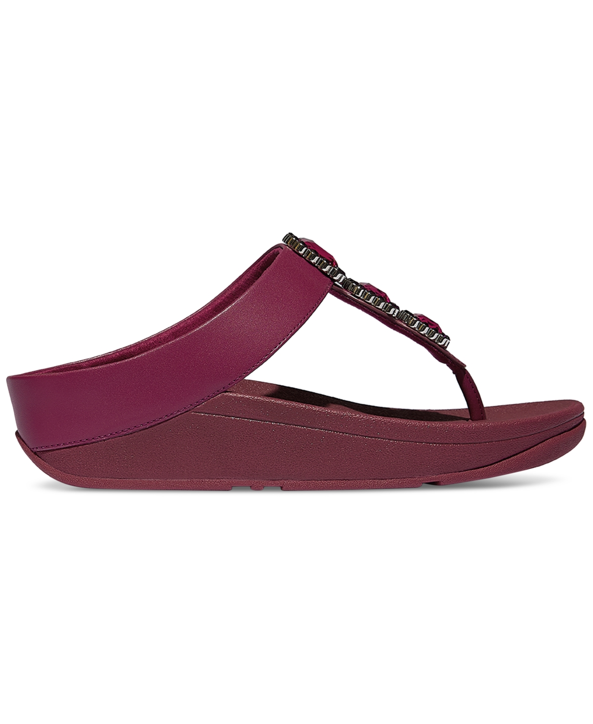 Fitflop Women's Fino Crystal-jewel Toe-post Wedge Sandals In Burgundy