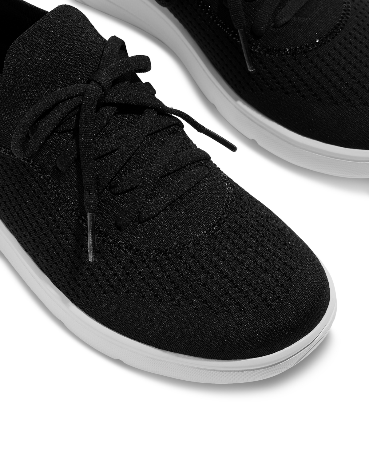 Fitflop Women's Super-q Crystal-trim Knit Laced Up Sneakers In Black