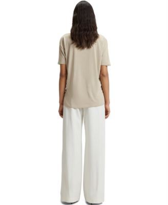 Women's Regular-Fit Stretch-Silk Front T-Shirt