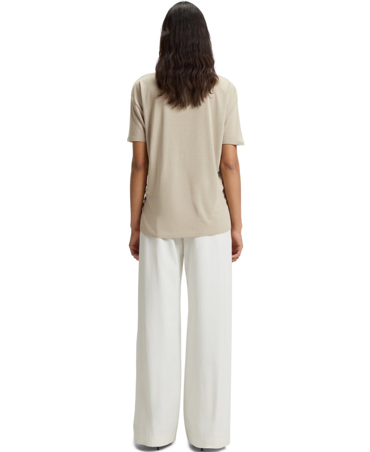 Hugo Boss Boss By  Women's Regular-fit Stretch-silk Front T-shirt In Neutral