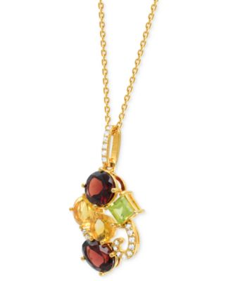 Multi-Gemstone 4-1/2 ct. t.w. Statement Pendant in 14K Gold-Plated Sterling Silver