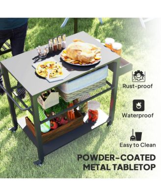 3-Shelf Outdoor Grill Cart, Pizza Oven Sd with Storage Racks