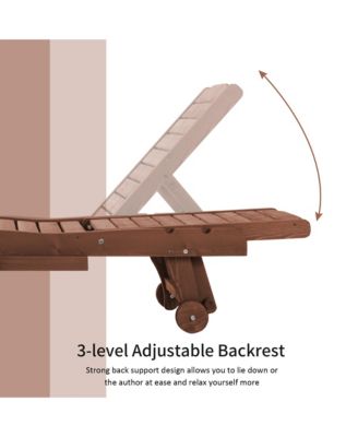 Chaise Lounge Pool Chair, Built-in Table, Wood Look