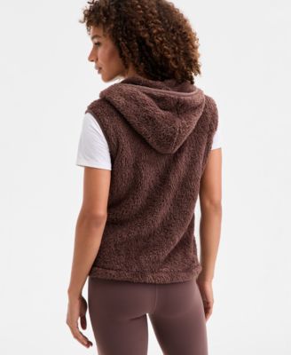 Women's Relaxed Hooded Sherpa Vest, Macy's Exclusive 