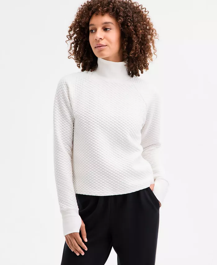 Women's Relaxed Quilted Mock-Neck Sweater - thumbnail 7